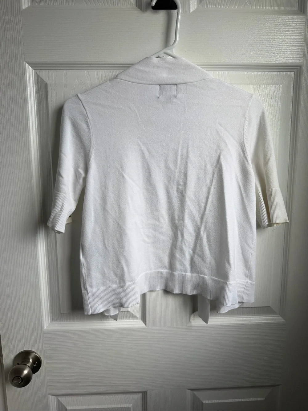 JM Collection White Open-Front Cardigan